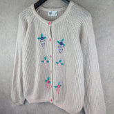 Avec Moi Jumper Womens 2XL XXL Vintage Knitted Cardigan Floral Button Up